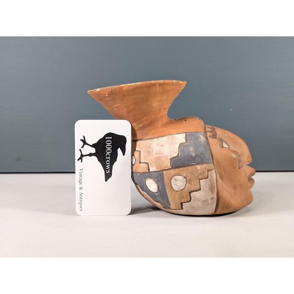 Oscar Mendoza JuJuy Pottery head Vase, Handmade Realistic Face Effigy Vessel - Picture 14 of 16